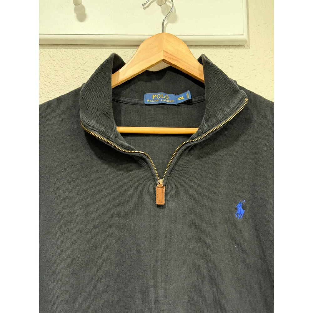 Polo Ralph Lauren 1/4 Zip Sweater XXL Black Classic Preppy Old Money Heritage